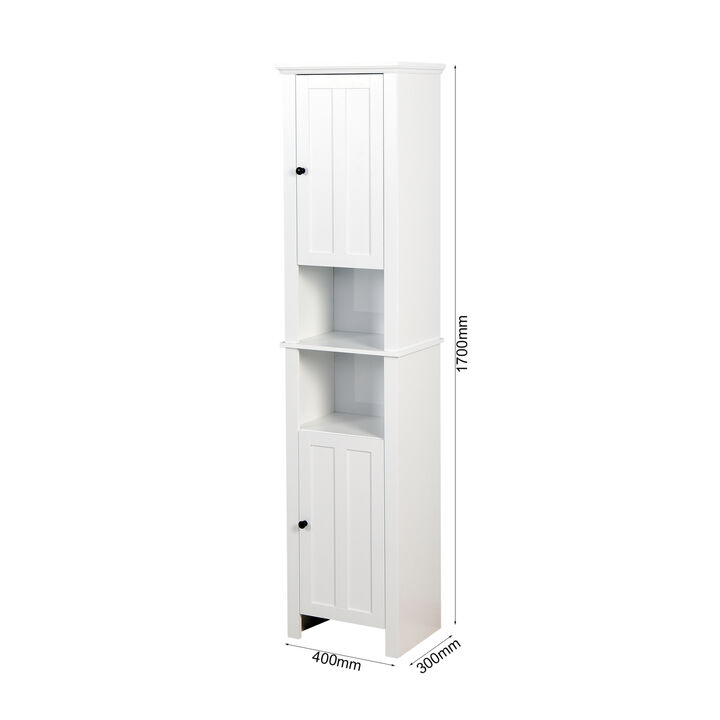 Bathroom Floor Storage Cabinet with 2 Doors Living Room Wooden Cabinet with 6 Shelves 15.75 x 11.81 x 66.93 inch