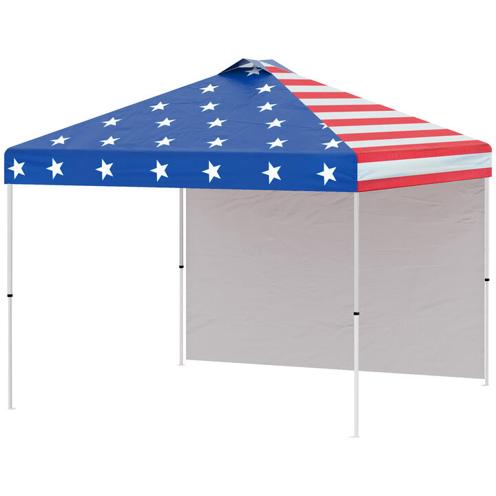 Outsunny 10' x 10' Pop-Up Canopy Tent with 1 Removable Sidewall, Commercial Instant Sun Shelter, Tents for Parties with Wheeled Carry Bag for Outdoor, Garden, Patio, Multicolored