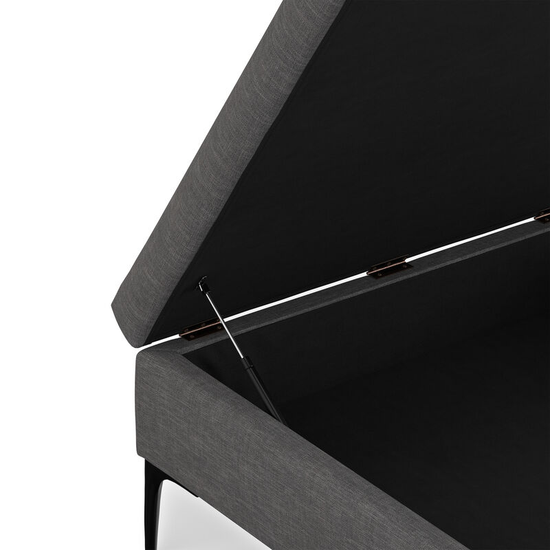 Rebecca 36 inch Wide Contemporary Square Mid&nbsp;Century Coffee Table&nbsp;Storage Ottoman with Lift Up Lid in Slate Grey Polyester Linen, Assembled image number 8