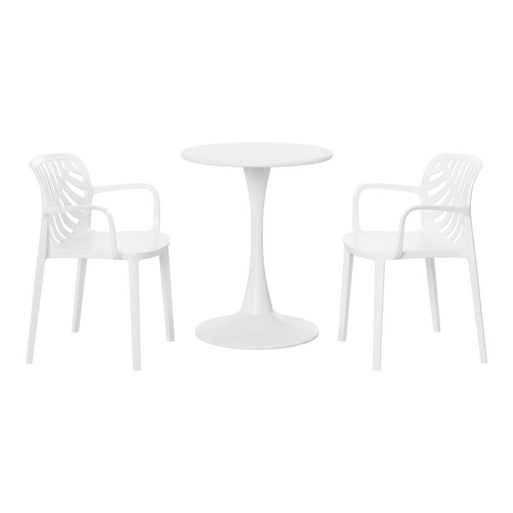 WestinTrends 3-Piece Outdoor Indoor Metal Patio Dining Table Set With Stackable Patio Chairs