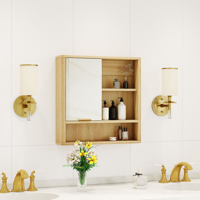 ELEMENT ACE Wall Mounted Bathroom Mirror Cabinet with Open Shelves Waterproof Medicine Cabinet Space Saving Vanity Organizer for Home & Bathroom Use image number 4