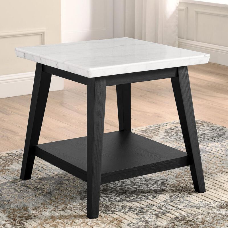Vida-Black White Marble Top End Table