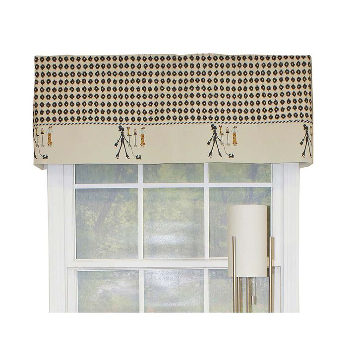 RLF Home Shopaholic Window Treatment Banded Valance 3" Rod Pocket 50" x 16" Ivory