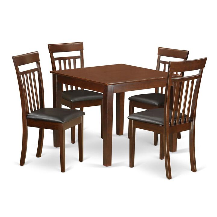 5 PC Kitchen Table set with a Dining Table and 4 Kitchen Chairs in Mahogany