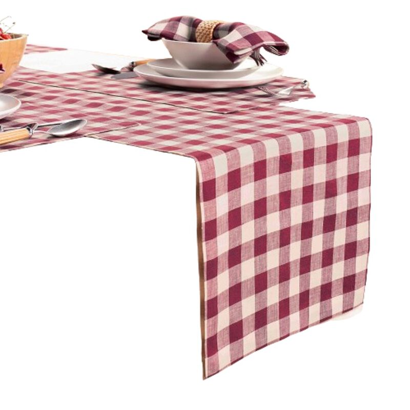 Solino Home 100% Pure Linen Table Runner - Morgan Check