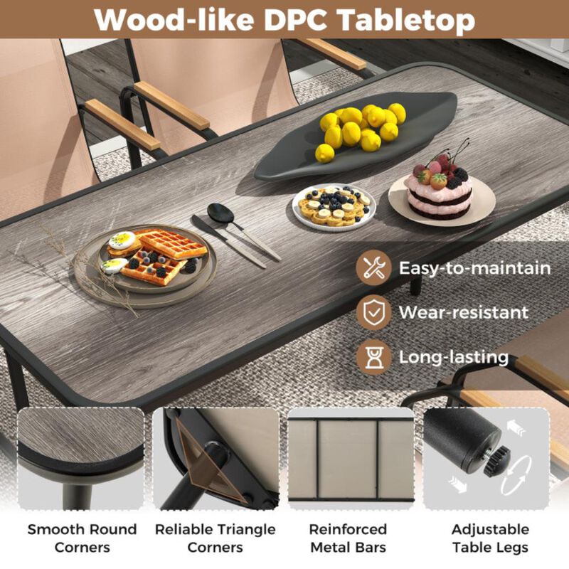 Hivvago 5 Pieces Patio Dining Set with Rectangular Table and Fabric Chairs image number 5