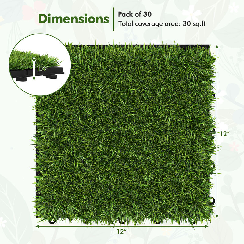 30-Pack Artificial Grass Floor Tiles with Easy Interlocking Installation Design image number 2