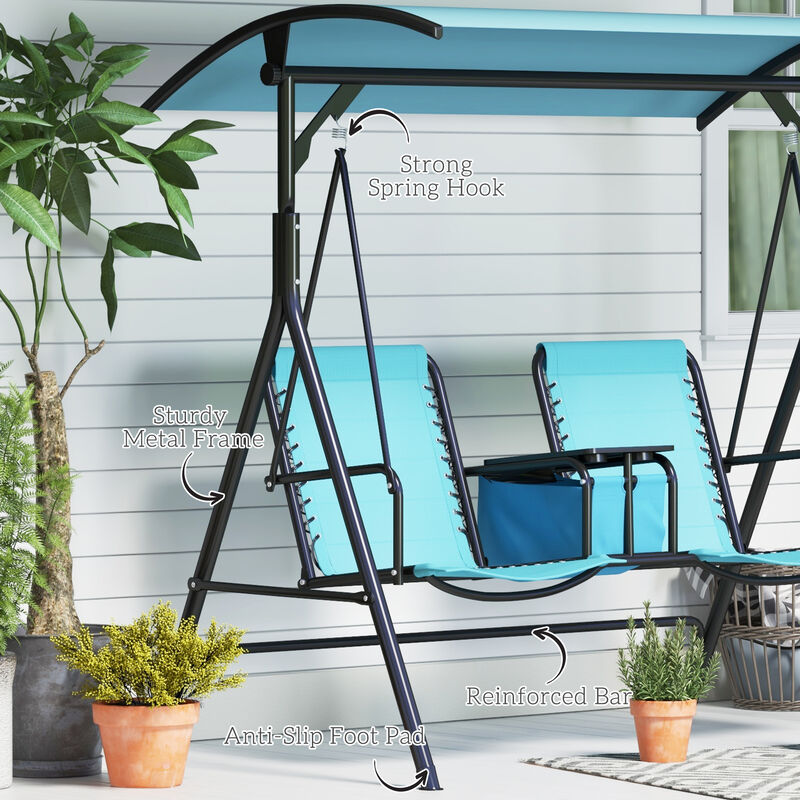 Hivvago Patio Swing for 2 with Storage Tray & Cup Holders image number 6