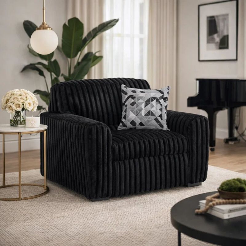 Addy Oversized Sofa Armchair, 1 Accent Pillow, Onyx Black Corduroy image number 7