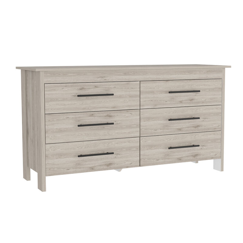 6 Drawer Double Dresser Wezz, Bedroom, Light Gray