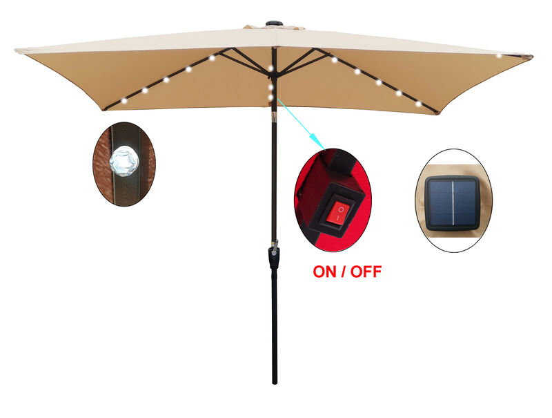 Streamdale Patio Solar Lighted Umbrella w/ Crank (6.5' x 10')