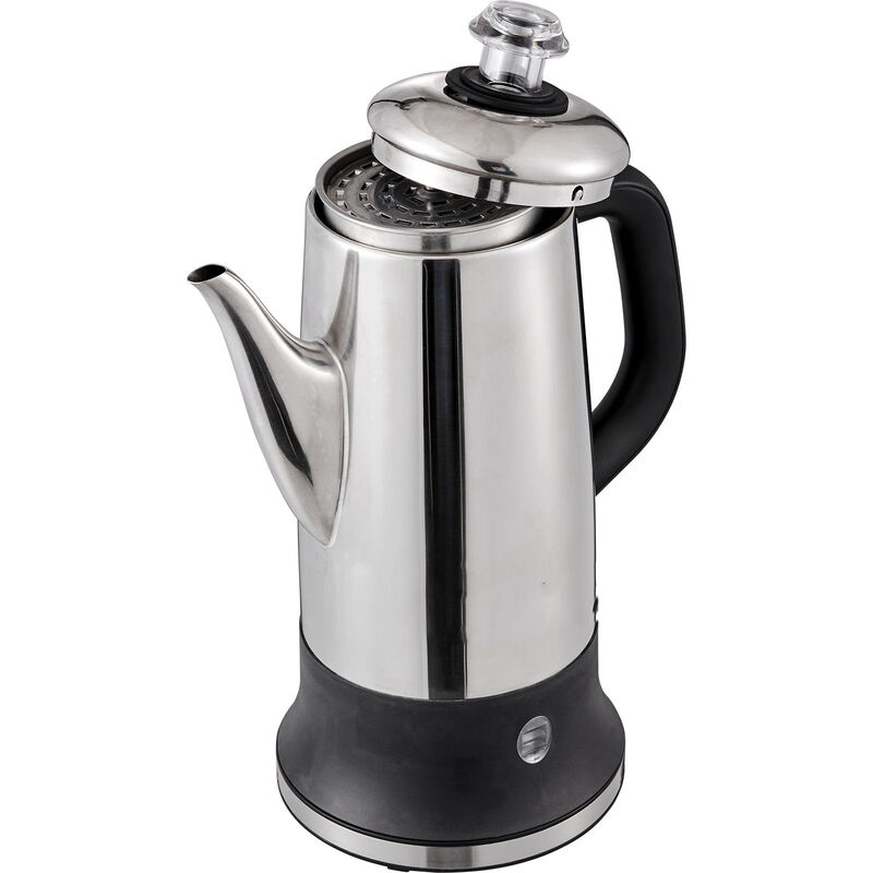 12-Cup Coffee Percolator with Heat-Resistant Handle, Stainless Steel Electric Coffee Pot-Silver image number 3