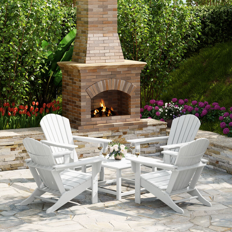 WestinTrends 5-Piece Outdoor Patio HDPE Adirondack Chair With Square Coffee Table Conversation Set image number 1