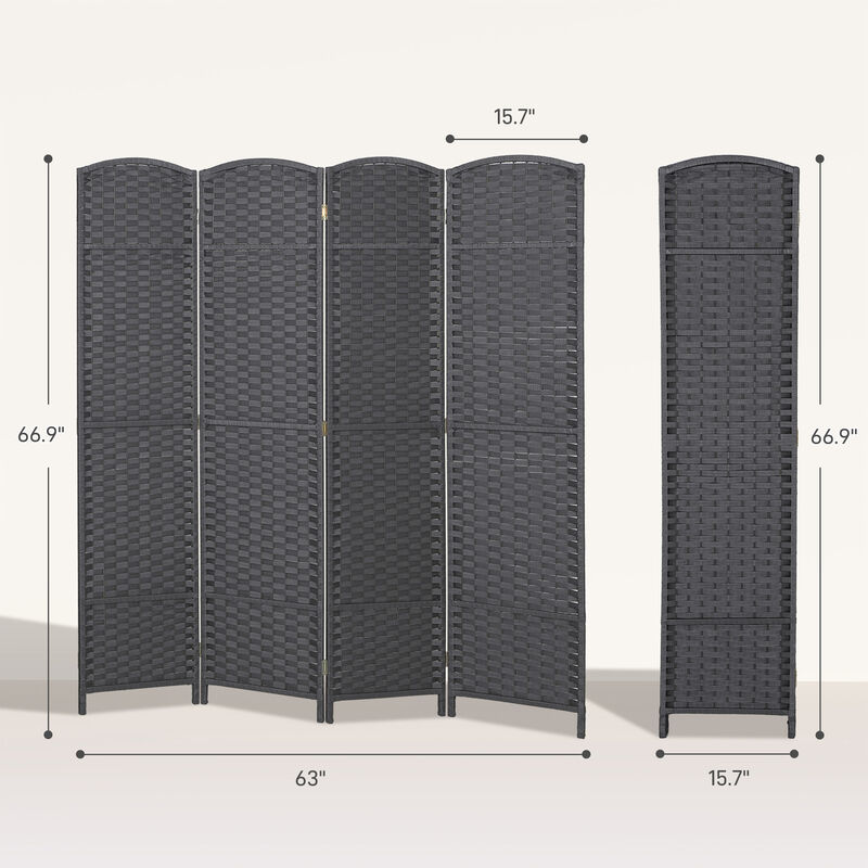 Hivvago Freestanding 4-Panel Privacy Screen for Bedrooms and Offices image number 2
