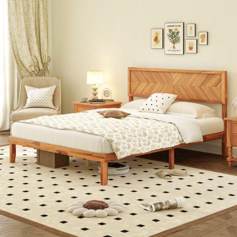 Bed Frame with Headboard and Storage Space for Practical and Stylish Bedroom Organization