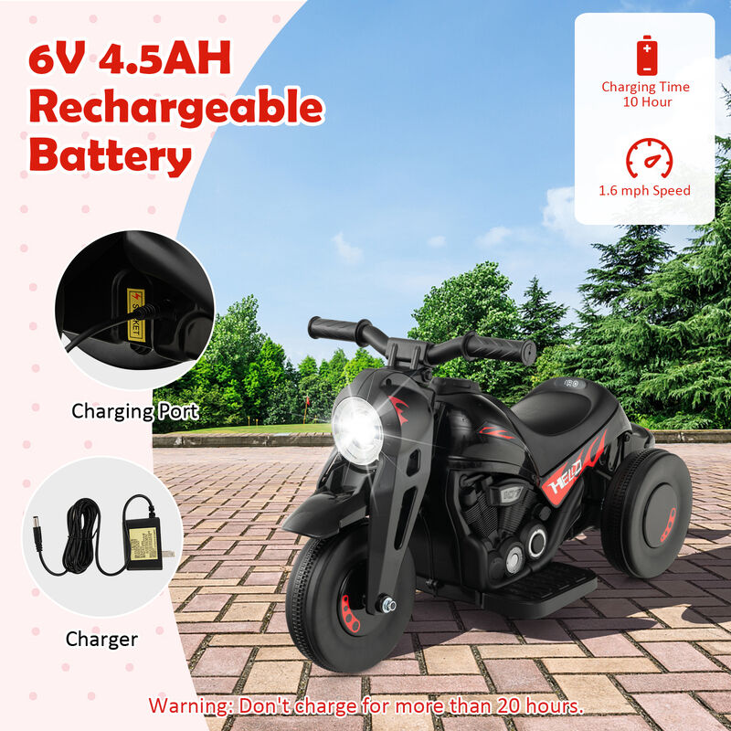 Kids 6V Electric Motorcycle Ride On Toy with Bubble Maker and Sound Effects image number 5