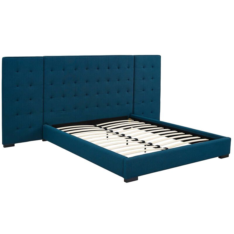 Modway Sierra Tufted Upholstered Fabric Queen Platform Bed Frame With Headboard In Azure