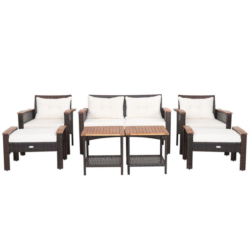 Hivvago 7 Pieces Patio Rattan Cushioned Conversation Furniture Set