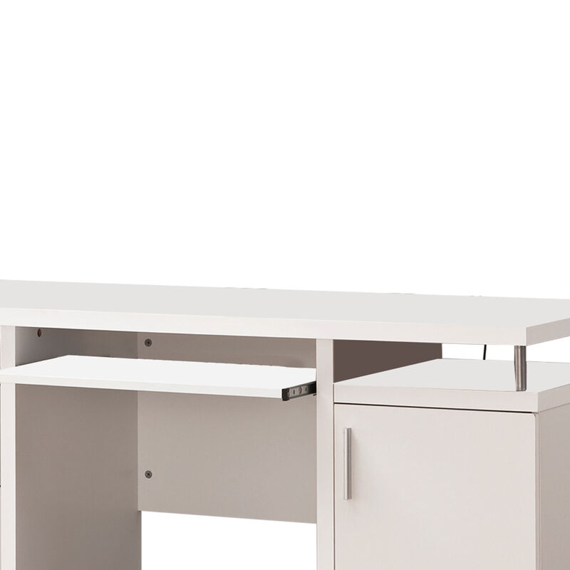 Elegant white Computer desk with efficient Storage image number 4