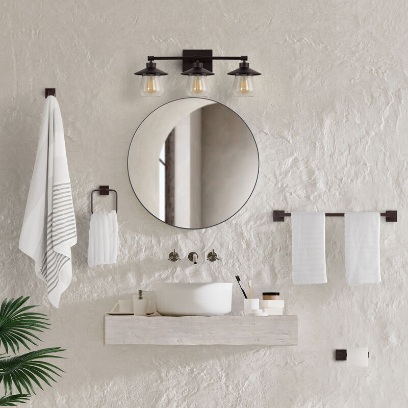 Avalon 26" 3-Light Farmhouse Cottage Vanity Light with Bathroom Hardware Accessory 5-Piece Set