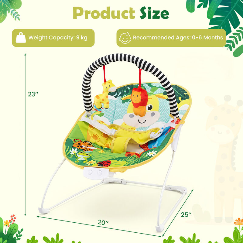 Portable Infant Rocker Seat with Detachable Toy Bar and Cushioned Seat image number 2