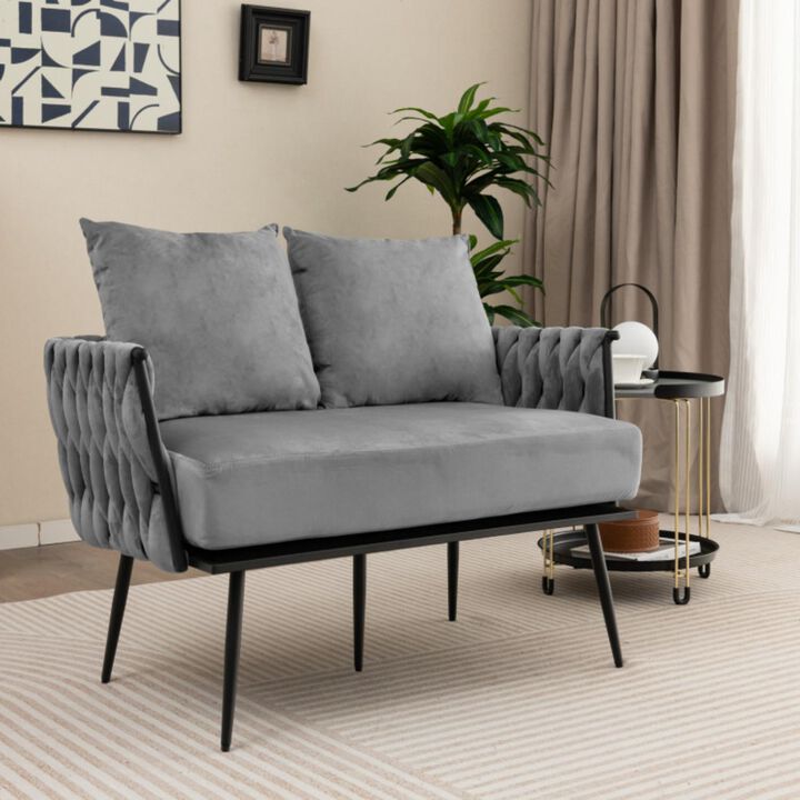 Hivvago Modern Loveseat Sofa Upholstered Dutch Velvet Sofa Couch