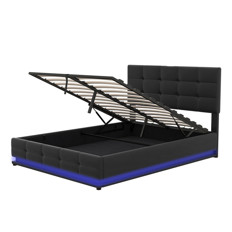 Merax Tufted Upholstered Platform Bed with Hydraulic Storage System