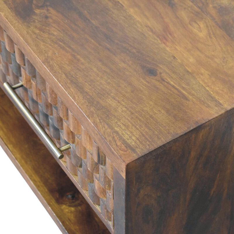 Artisan Furniture Solid Wood Cadiz Carved Shoe Bench, Brown image number 5