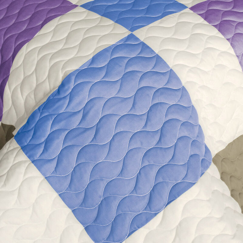 Vermicelli Quilted Patchwork Bedding Set Queen Size Pure Willing Design image number 2