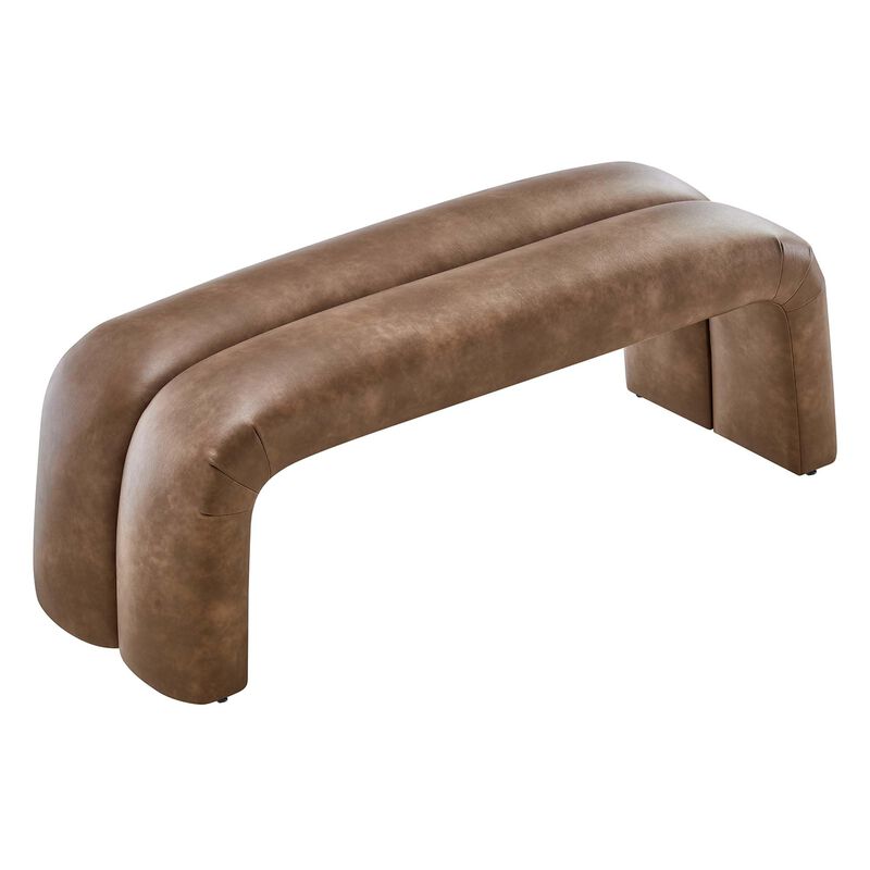 Modway EEI-6770-BRN Dax 50.5" Vegan Leather Upholstered Accent Bench, Brown image number 5