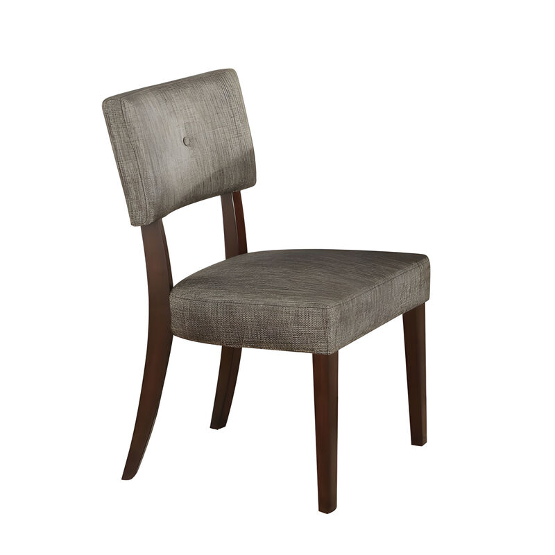 Set of Two Tufted Upholstered Fabric Dining Side Chairs with Open Back