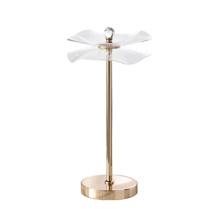 HomeRoots 18" Gold Bedside Lamp With Novelty Shade