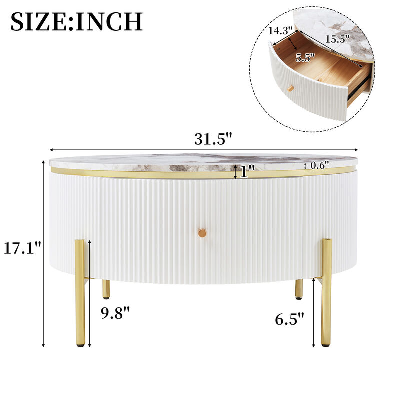 GOODSILO Contemporary Round Accent Table with Generous Storage Drawers image number 2