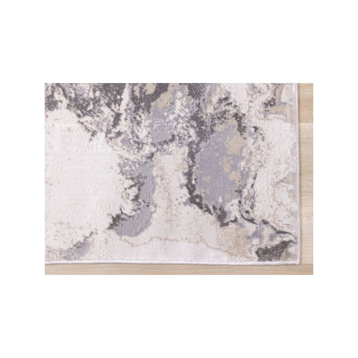 Novelle Home Layla Modern Swirl Beige Grey Cream Rug, 5'3 x 7'7