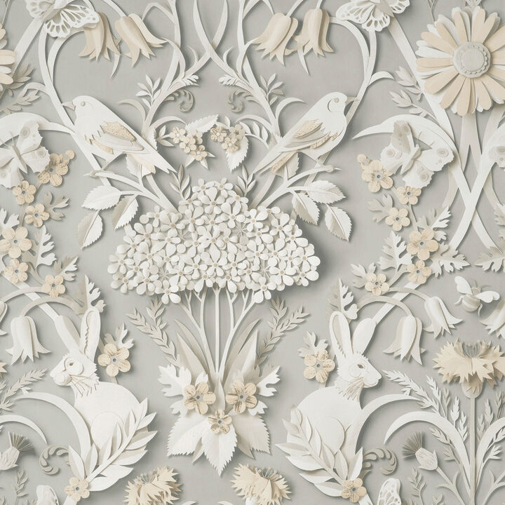 Fae Light Grey Woodland Wallpaper (Set of 2)