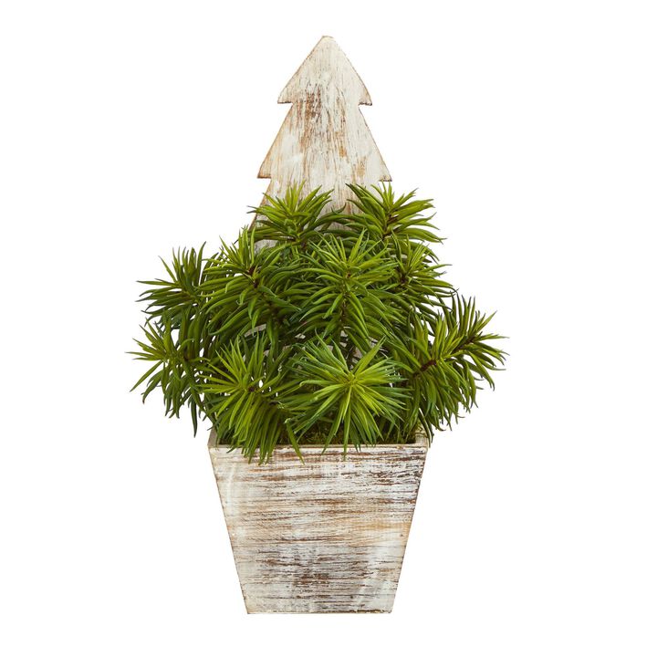 Nearly Natural 15-in Succulent Artificial Plant in Christmas Tree Planter