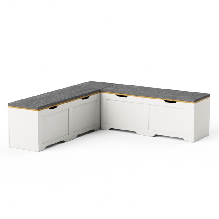Crewis 3-Piece L-Shaped Wooden Storage Bench