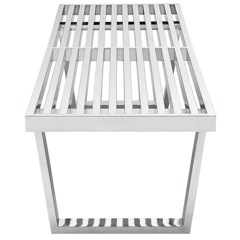 Modway Sauna Stainless Steel 5' Bench in Silver