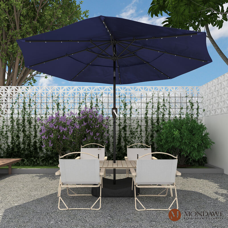 Mondawe 11 ft. Market Patio Umbrella 3-Tiers Crank and Tilt Outdoor Umbrella with LED Lights image number 2