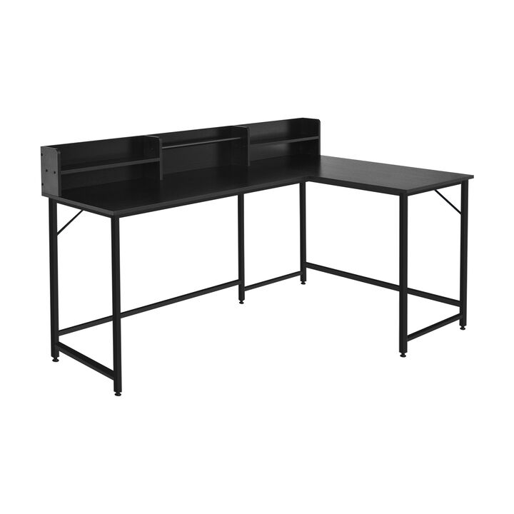 5.5 Inch L-shaped Computer Desk with Bookshelf
