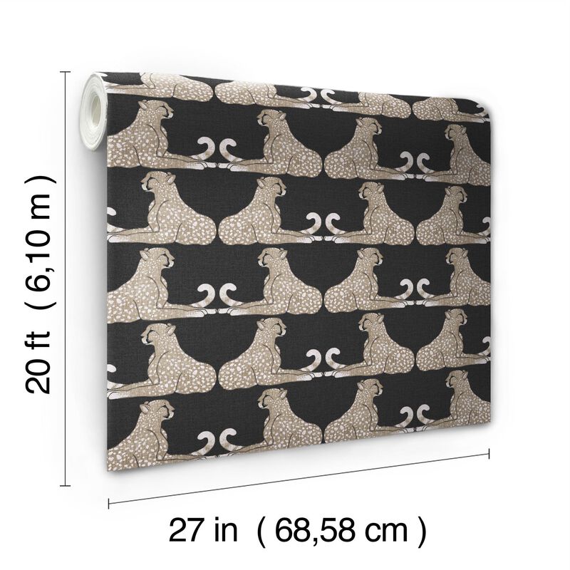 Reclining Cheetahs Black Peel & Stick Wallpaper (Double Roll) image number 7