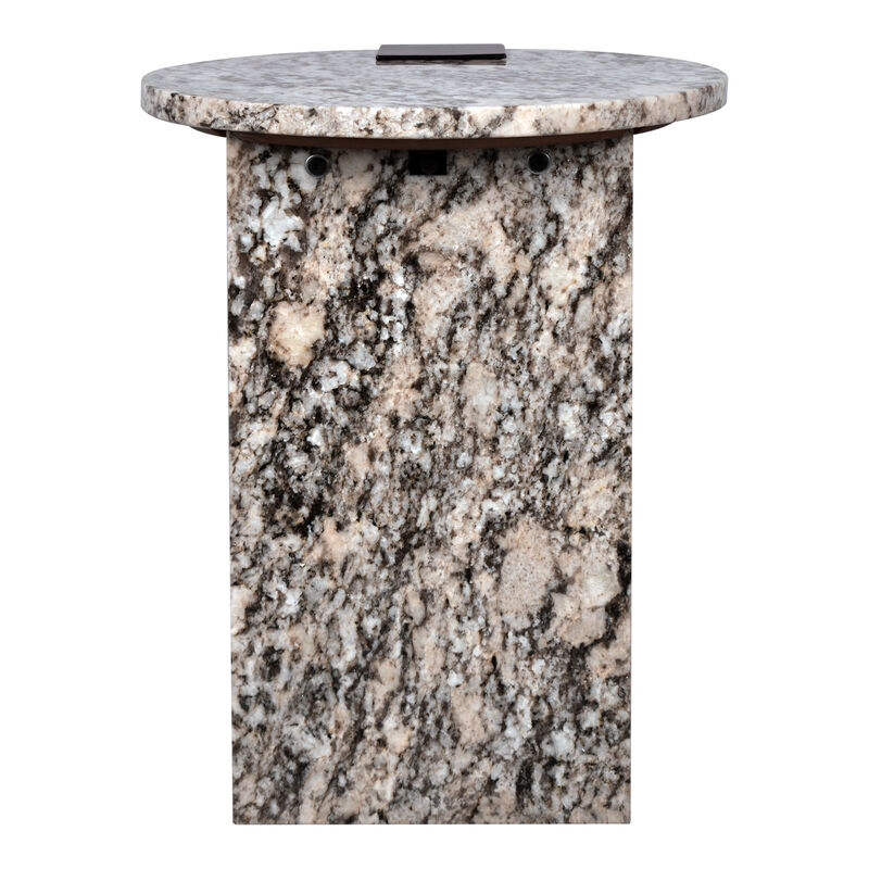Lyra 17" Contemporary Natural Marble/Metal Handmade Round End Table