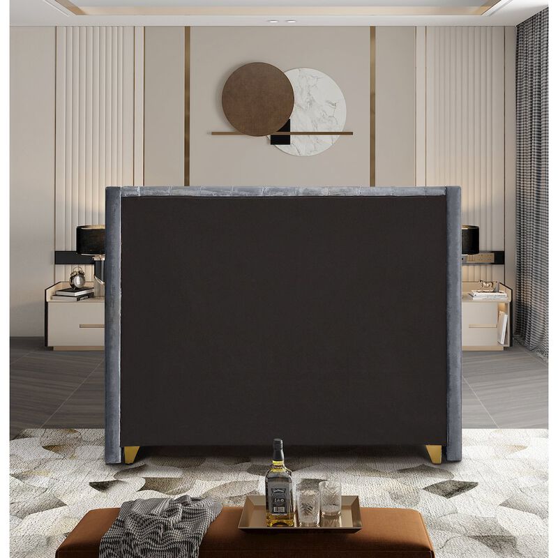 Meridian Furniture Barolo Grey Velvet King Bed