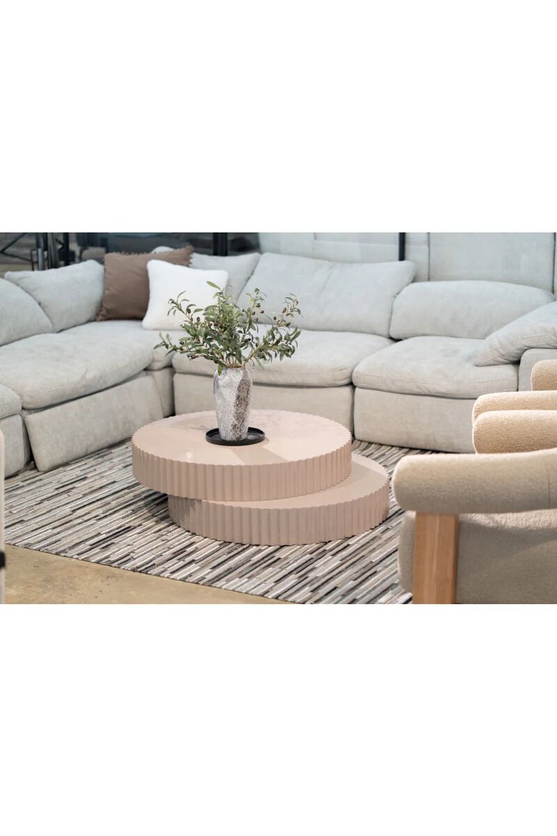 Glossy Taupe Fluted Coffee Table | OROA Modern Jacinto image number 3