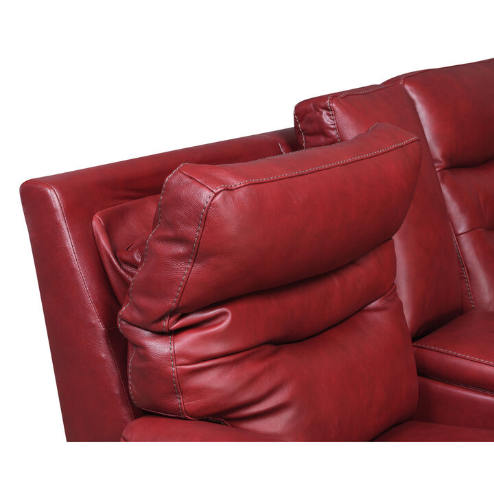 Contemporary Wine Top-Grain Leather Motion Set - Power Recliner, USB Charging - Ultimate Comfort and Style