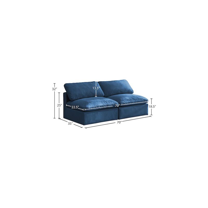 Meridian Furniture Plush Navy Velvet Standard Comfort Modular Sofa