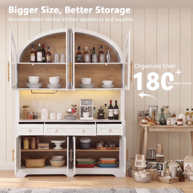 Dondzu Tall Arched LED‑lighted Hutch‑Style Buffet Cabinet image number 3