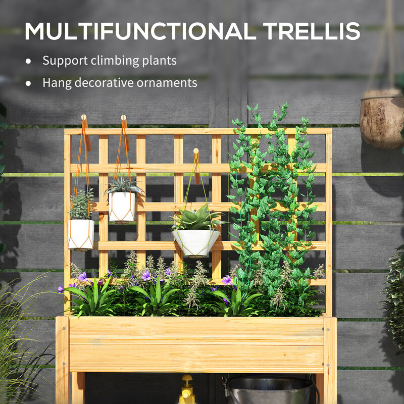 Hivvago Raised Wooden Planter for Outdoor Gardening image number 3