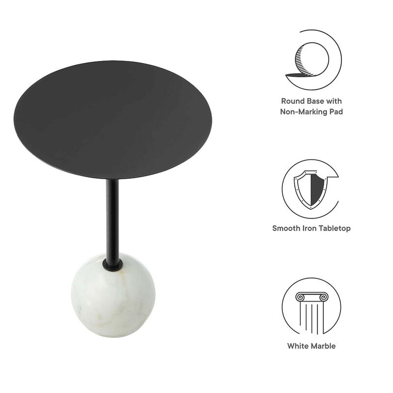 Aliza Round White Marble Side Table image number 2