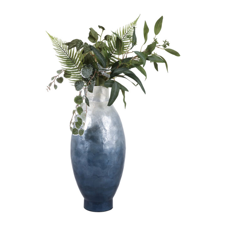 Ombre Capiz Vase, Ivory/Blue